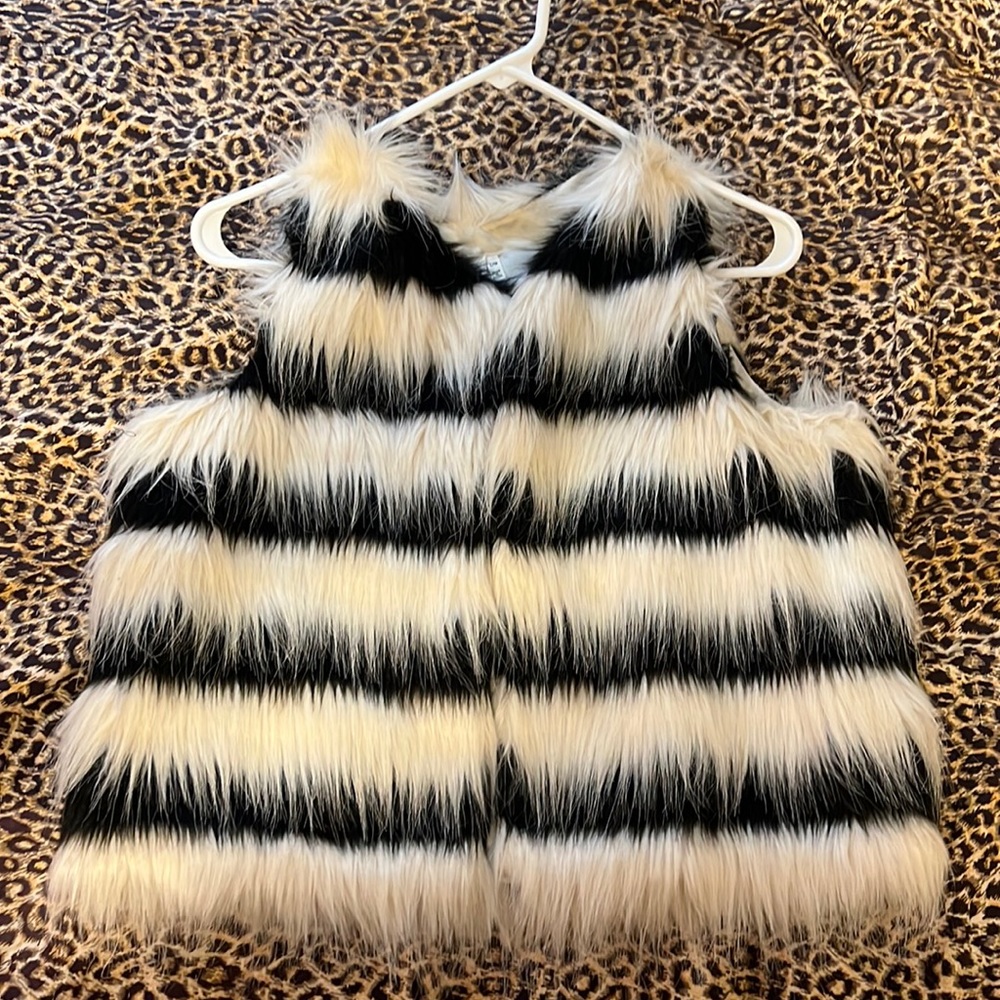 Black and White furry vest